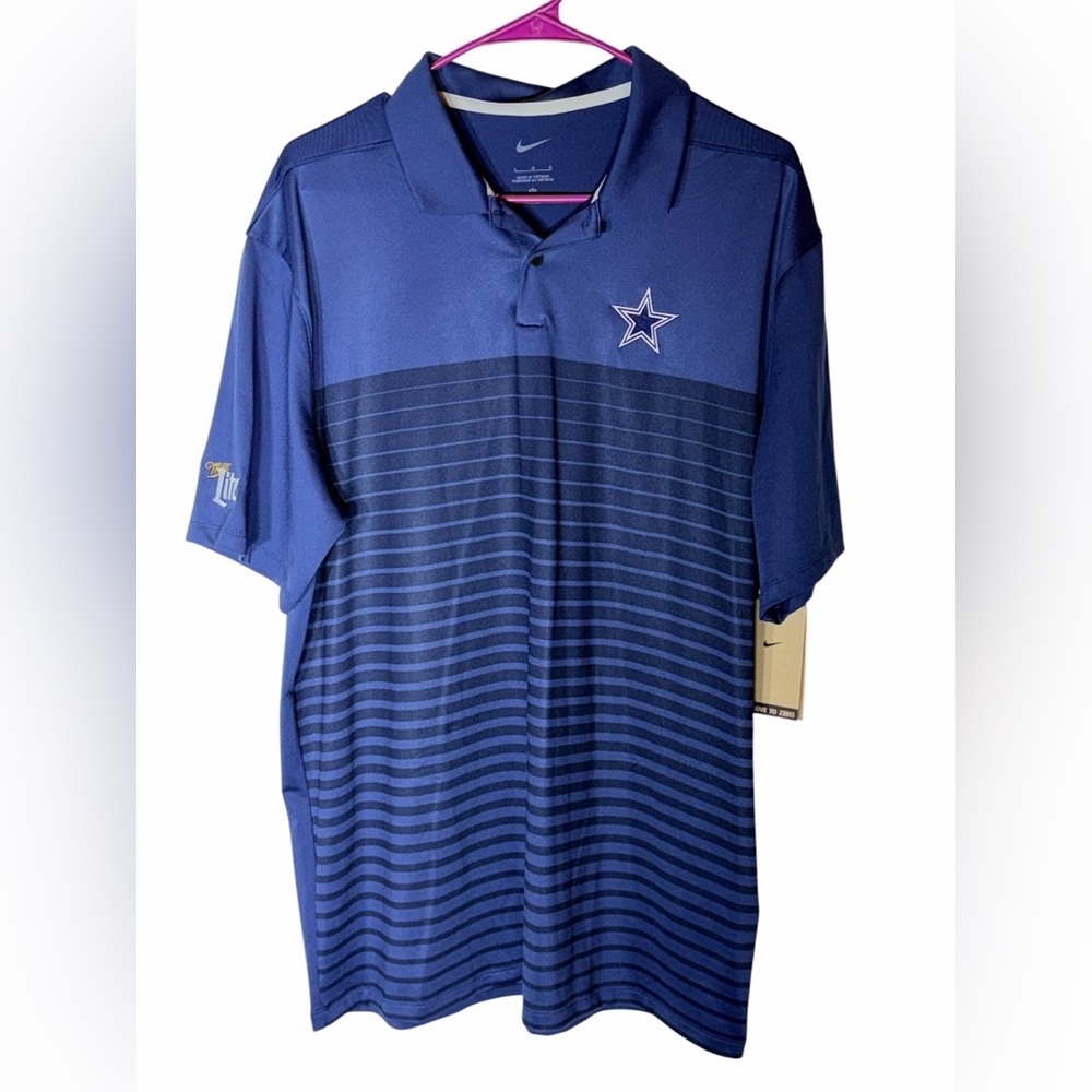 NWT Nike Men's Dallas Cowboys Navy Striped Polo Shirt Large